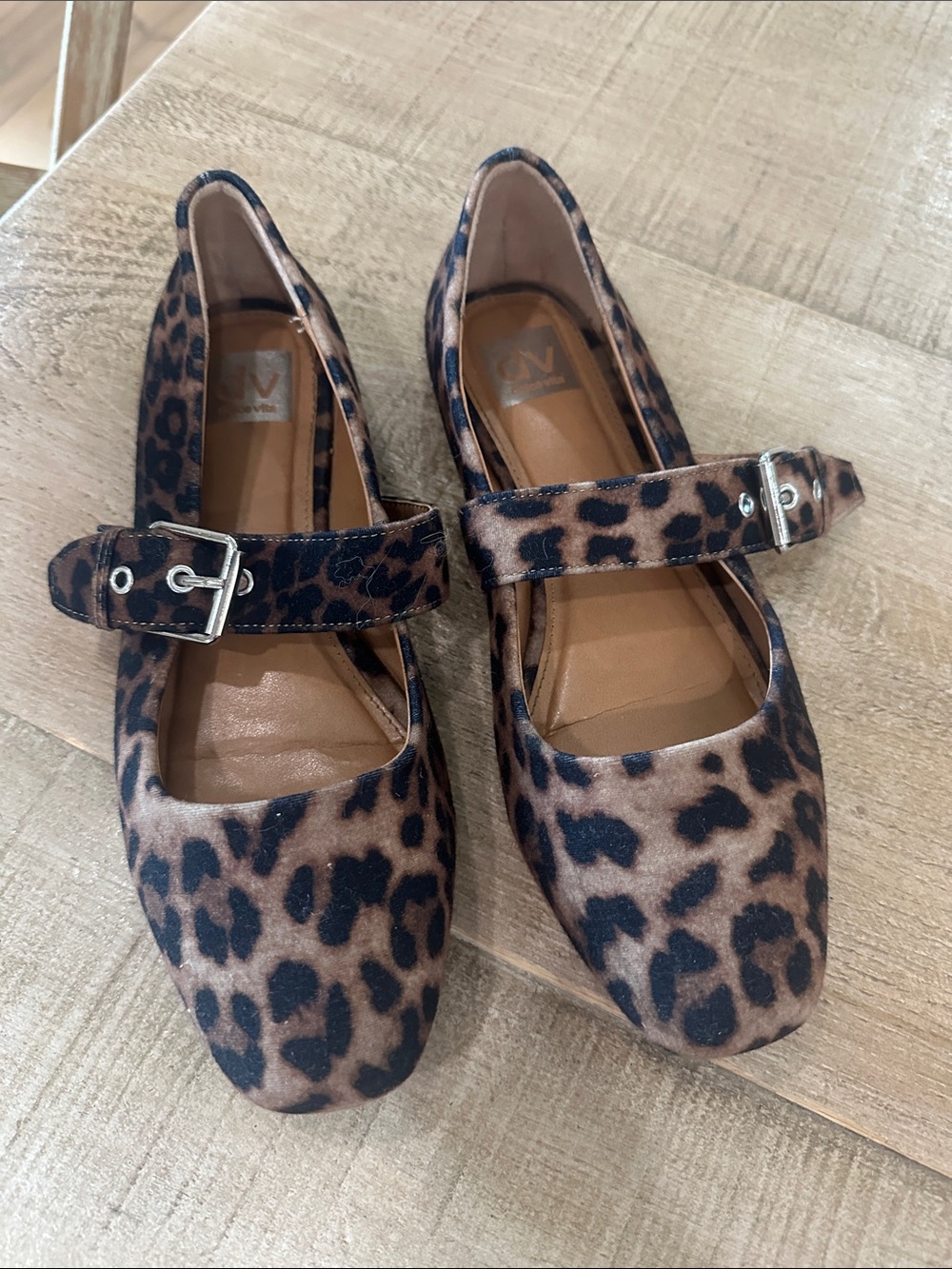 Dolce Vita Leopard Print Mary Jane Flats in Brown and Black